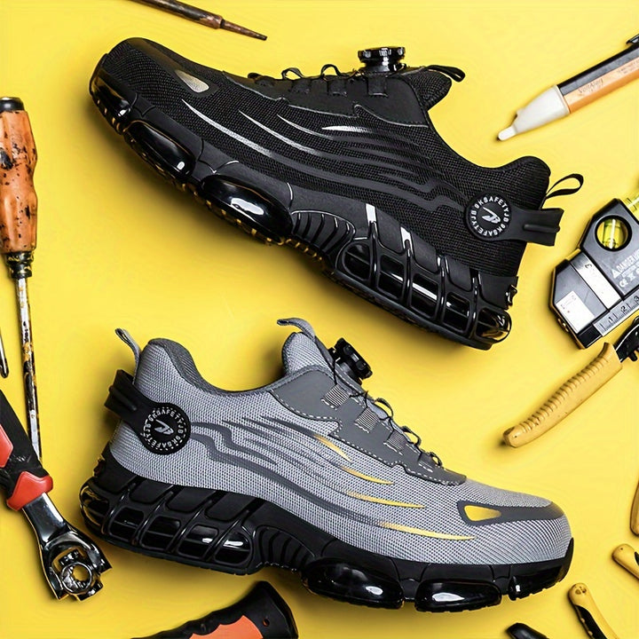 Unisex Professional Steel Toe & Puncture Proof Work Boots, Comfy Non Slip Cushioned Shock Absorption Safety Shoes, Men's Outdoor Footwear
