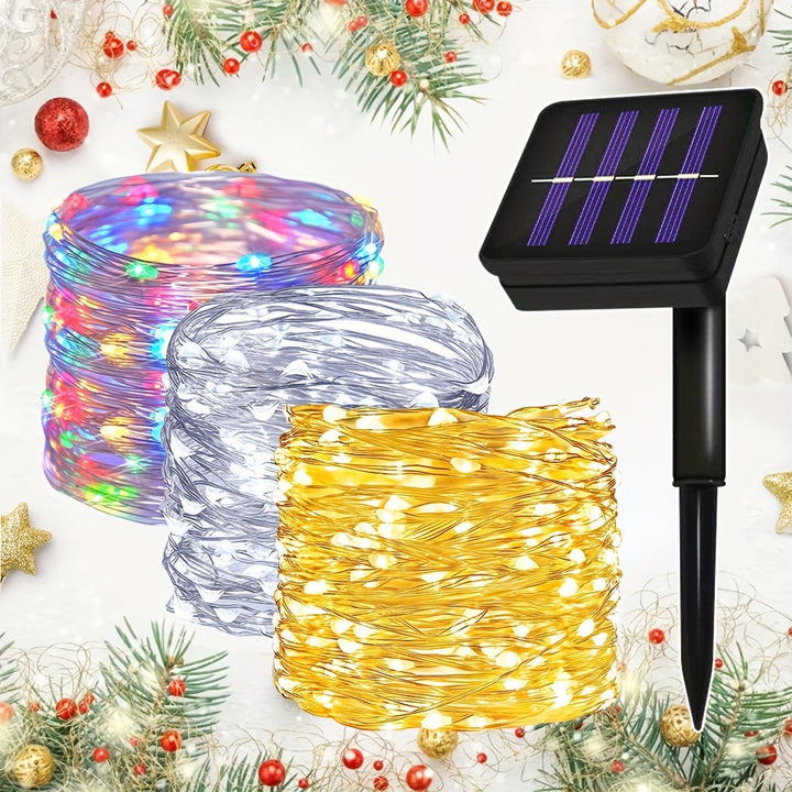 Solar String Lights, 8 Modes Copper Wire Twinkle Lights For Patio Tree Garden Christmas Wedding Party Decoration, For Home, Bedroom, Party, Festival