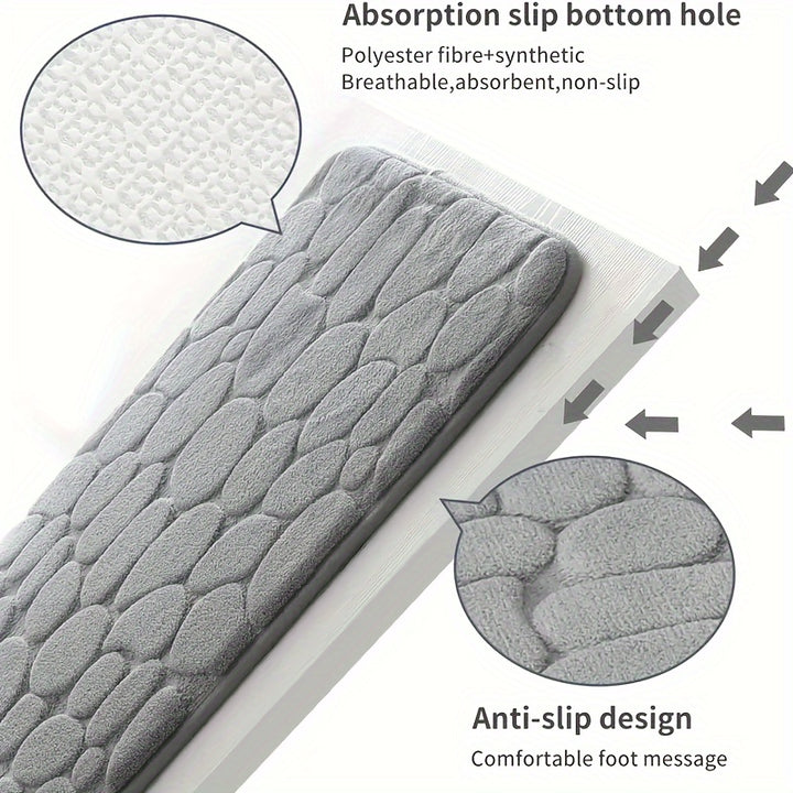 Non-Slip Bath Rug with PVC Backing - Machine Washable, Flat Woven Polyester Bath Mat with Low Pile, Knit Fabric Oblong Bathroom Rug, High Absorbency Water Absorbent Foot Pad