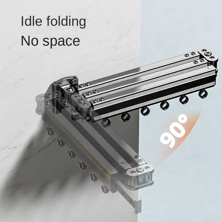 Aluminum Wall-Mounted Folding Drying Rack with Windproof Joint, Multi-Hole Clothes Hanging Rod for Indoor and Outdoor Laundry Storage – 1pc