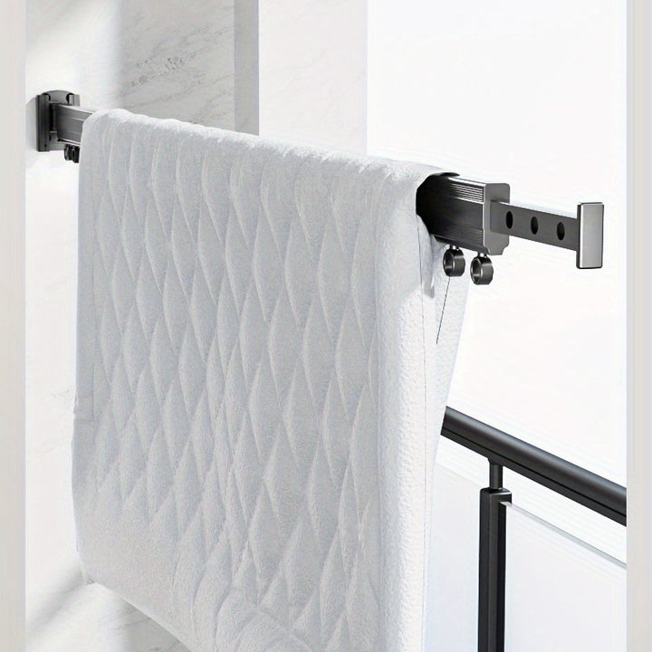 Aluminum Wall-Mounted Folding Drying Rack with Windproof Joint, Multi-Hole Clothes Hanging Rod for Indoor and Outdoor Laundry Storage – 1pc