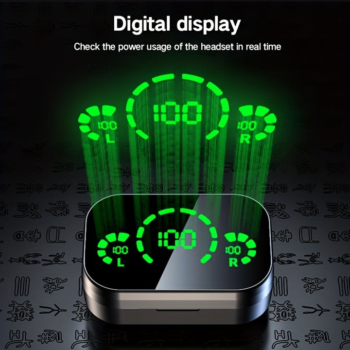 TWS Wireless Earphones with Digital Display: HiFi HD Stereo, In-Ear, Voice-Cancelling, Wireless, and USB Charging