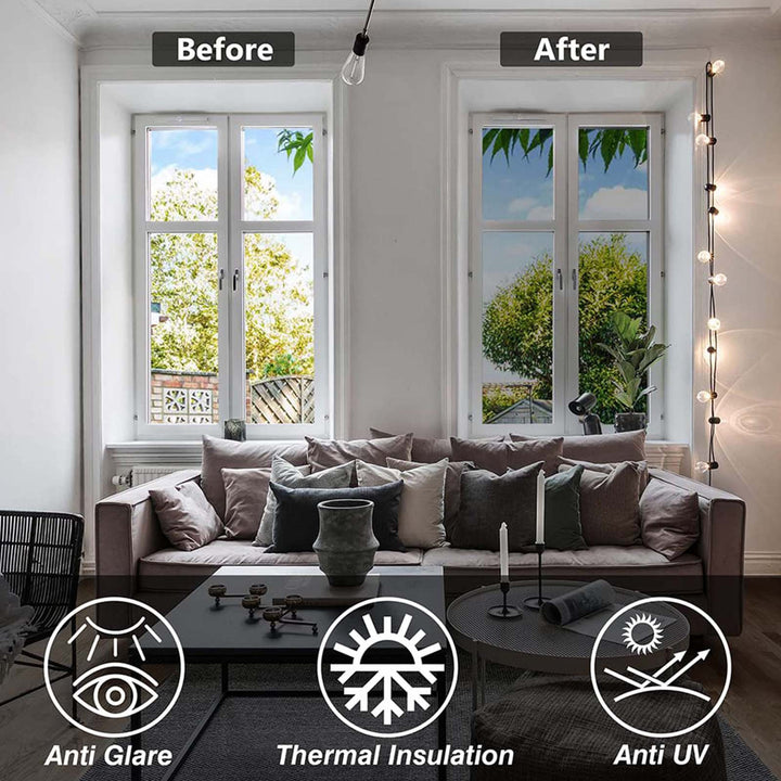 Privacy One-Way Mirror Reflective Window Film, 23.6 by 299.72 cm, Heat Control Anti UV Static Cling Film, Non-Adhesive for Office, RV Camping, Home Bathroom, Bedroom – Enhances Privacy & Comfort, Plastic Material, 1 Roll