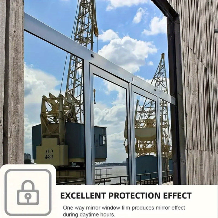 Privacy One-Way Mirror Reflective Window Film, 23.6 by 299.72 cm, Heat Control Anti UV Static Cling Film, Non-Adhesive for Office, RV Camping, Home Bathroom, Bedroom – Enhances Privacy & Comfort, Plastic Material, 1 Roll