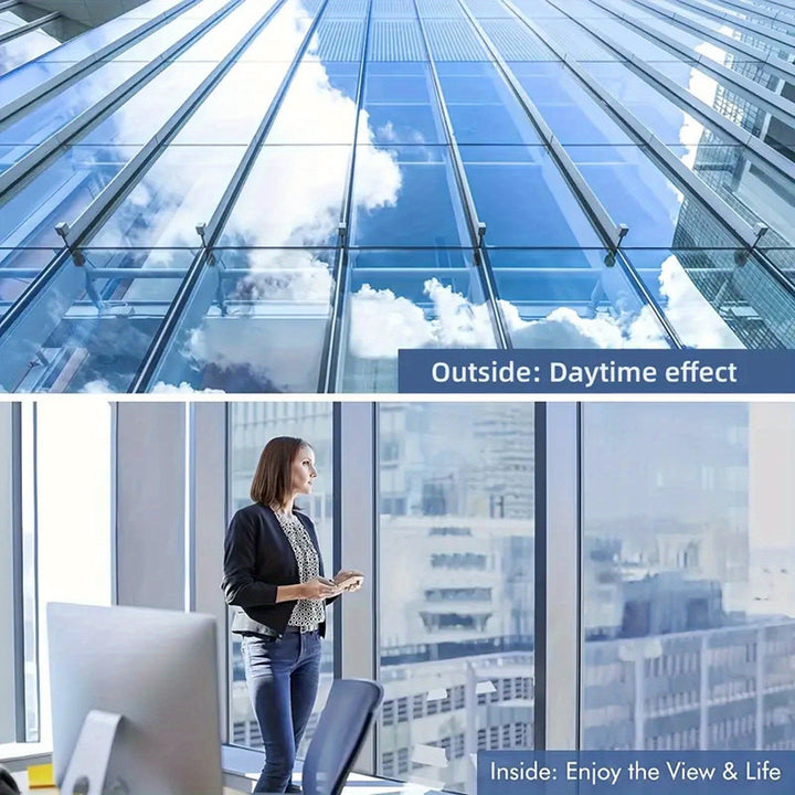 Privacy One-Way Mirror Reflective Window Film, 23.6 by 299.72 cm, Heat Control Anti UV Static Cling Film, Non-Adhesive for Office, RV Camping, Home Bathroom, Bedroom – Enhances Privacy & Comfort, Plastic Material, 1 Roll