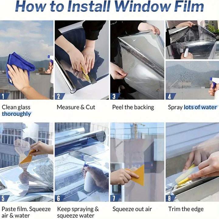 Privacy One-Way Mirror Reflective Window Film, 23.6 by 299.72 cm, Heat Control Anti UV Static Cling Film, Non-Adhesive for Office, RV Camping, Home Bathroom, Bedroom – Enhances Privacy & Comfort, Plastic Material, 1 Roll