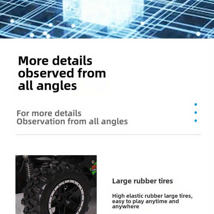 High-Speed 2.4G Remote Control Off-Road Car for Youngsters - Rechargeable, Durable Plastic, Green/Blue