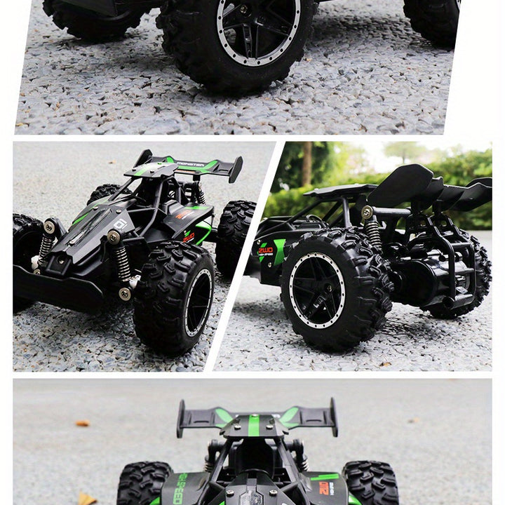 High-Speed 2.4G Remote Control Off-Road Car for Youngsters - Rechargeable, Durable Plastic, Green/Blue