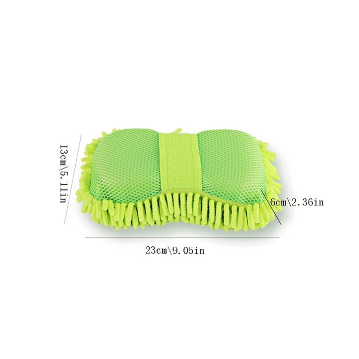 1pc Car Wash Mitt Chenille Microfiber Wash Sponge Scratch Free, Ultra Absorbent Microfiber Waffle Drying Towel For Car Detailing, Green, 9.05in*5.11in*2.75in