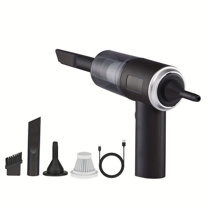 Black, 2-in-1 Rechargeable Handheld Vacuum Cleaner - Powerful Suction, Lightweight, Portable, Can Be Charged with Lithium Battery - Includes Dusting Brush Attachment, Floor Brush and Cleaning Tools, Suitable for Car and Home