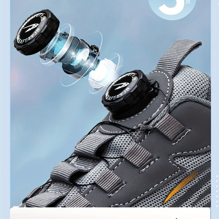 Unisex Professional Steel Toe & Puncture Proof Work Boots, Comfy Non Slip Cushioned Shock Absorption Safety Shoes, Men's Outdoor Footwear