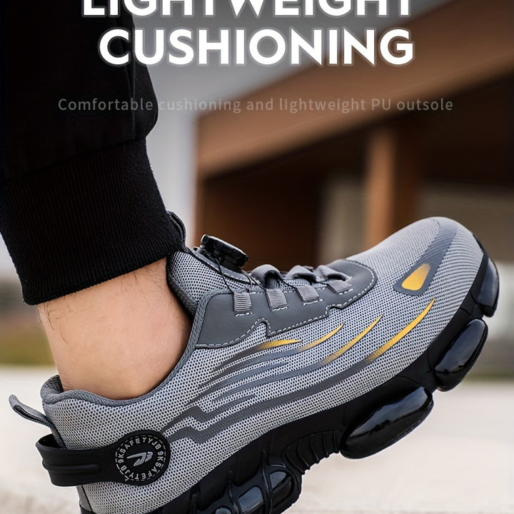 Unisex Professional Steel Toe & Puncture Proof Work Boots, Comfy Non Slip Cushioned Shock Absorption Safety Shoes, Men's Outdoor Footwear