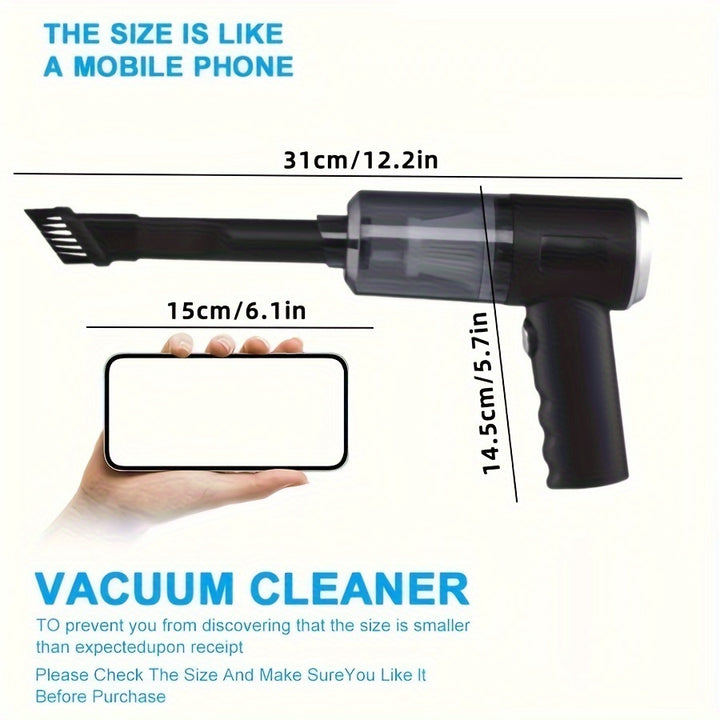 Black, 2-in-1 Rechargeable Handheld Vacuum Cleaner - Powerful Suction, Lightweight, Portable, Can Be Charged with Lithium Battery - Includes Dusting Brush Attachment, Floor Brush and Cleaning Tools, Suitable for Car and Home