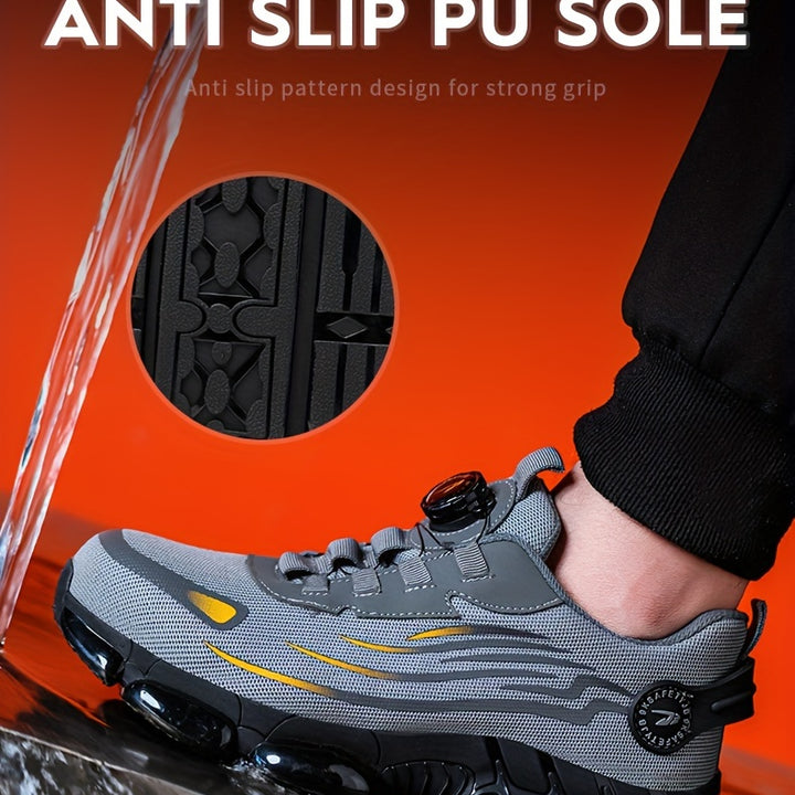 Unisex Professional Steel Toe & Puncture Proof Work Boots, Comfy Non Slip Cushioned Shock Absorption Safety Shoes, Men's Outdoor Footwear