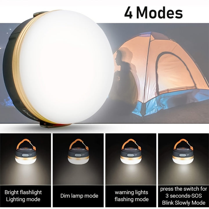 Rechargeable LED Camping Lantern with Magnet Base - Portable Tent Light with 300LM Brightness and 4 Light Modes - Perfect for Camping, Hiking, Fishing, and Outdoor Emergencies