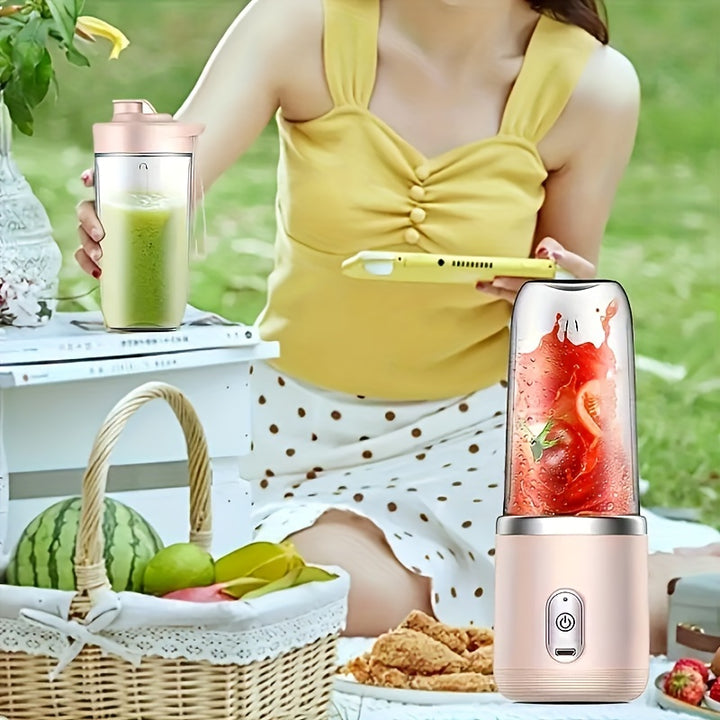 2-in-1 Portable Blender & Juicer - USB Rechargeable, Includes 6 Blades & Dual Cups for Smoothies, Shakes & Iced Drinks - Perfect Gift for Thanksgiving, Christmas, Halloween