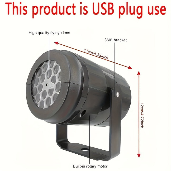 USB-Powered LED Christmas Projection Light - Indoor/Outdoor Holiday Decor, Non-Waterproof Desktop Design