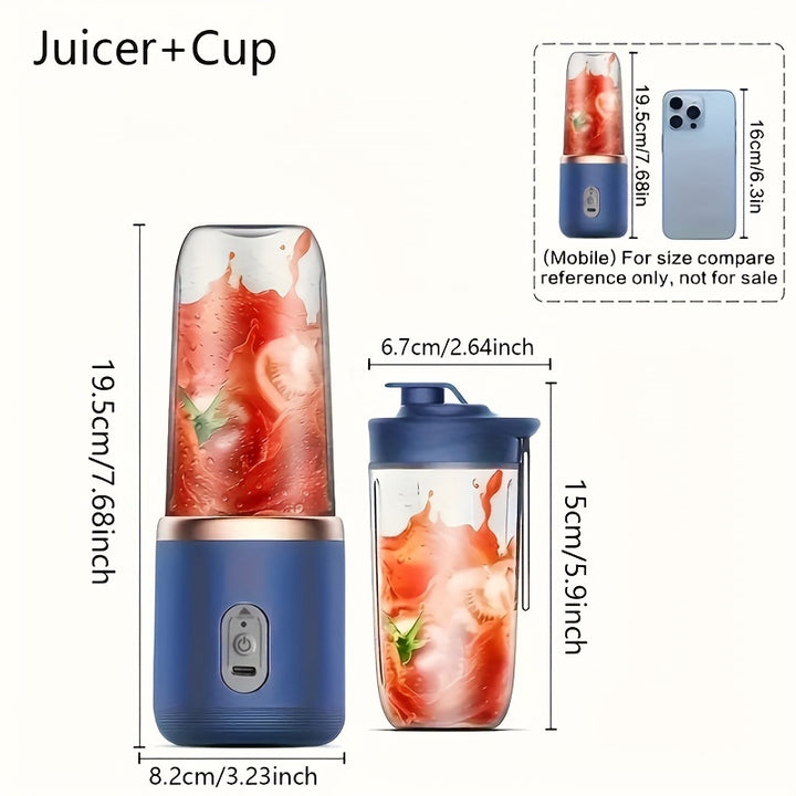 2-in-1 Portable Blender & Juicer - USB Rechargeable, Includes 6 Blades & Dual Cups for Smoothies, Shakes & Iced Drinks - Perfect Gift for Thanksgiving, Christmas, Halloween