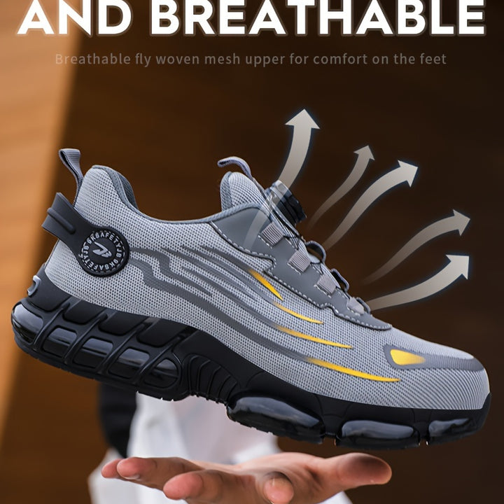 Unisex Professional Steel Toe & Puncture Proof Work Boots, Comfy Non Slip Cushioned Shock Absorption Safety Shoes, Men's Outdoor Footwear
