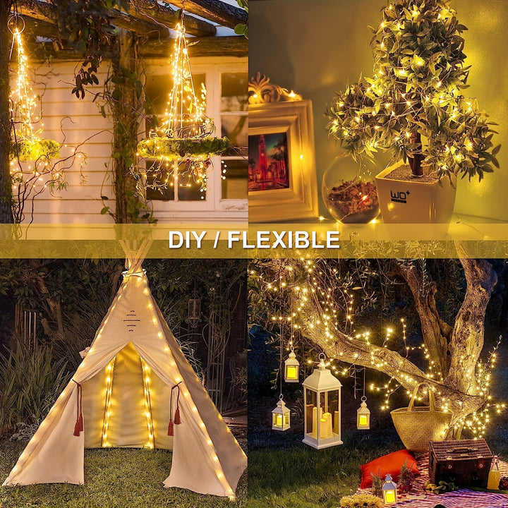 Solar String Lights, 8 Modes Copper Wire Twinkle Lights For Patio Tree Garden Christmas Wedding Party Decoration, For Home, Bedroom, Party, Festival