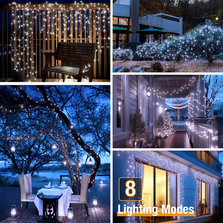 Solar String Lights, 8 Modes Copper Wire Twinkle Lights For Patio Tree Garden Christmas Wedding Party Decoration, For Home, Bedroom, Party, Festival