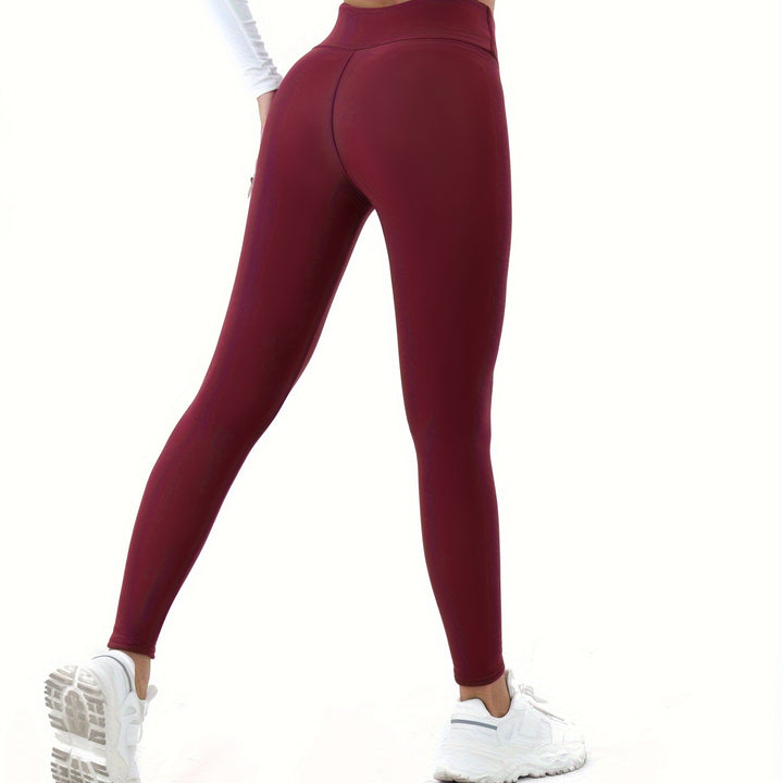 Patched Detail Plush Lined Thermal Pants, High Rise Slim Elastic Tights For Winter, Women's Lingerie & Sleepwear