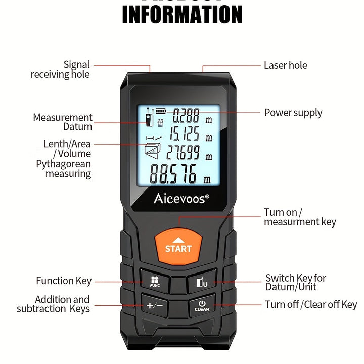 Aicevoos Digital Laser Rangefinder 50M 70M 100M 120M Laser Distance Meter Trena Laser Tape Measure Roulette Range Finder