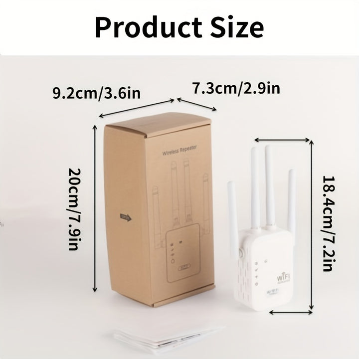 WiFi Extender, Signal Booster, Boost Your Signal to 300Mbps WiFi 2.4 & 5GHz Dual Band (8500 Square Feet), Strong Signal Penetration, Supports 35 Devices, 4 Modes, 1-Tap Setup, 4 Antennas for 360° Coverage, Ethernet Port Supp