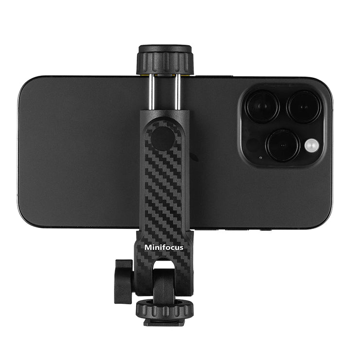 Camera Hot Shoe Phone Holder Mount Clamp Clip w 2 Cold Shoe 1/4'' Tripod Adapter Stand Mic Fill Light for Smartphone TikTok Vlog