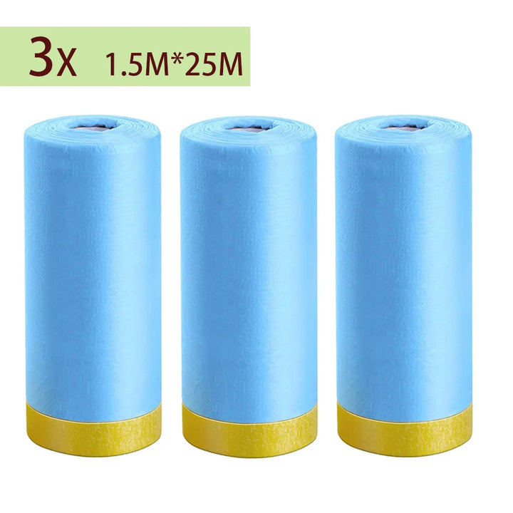 3/5/10 Rolls 82Ft Pre-Taped Masking Film Plastic Drop Cloth Sheeting No Residue Automotive Painters Tape for Painting