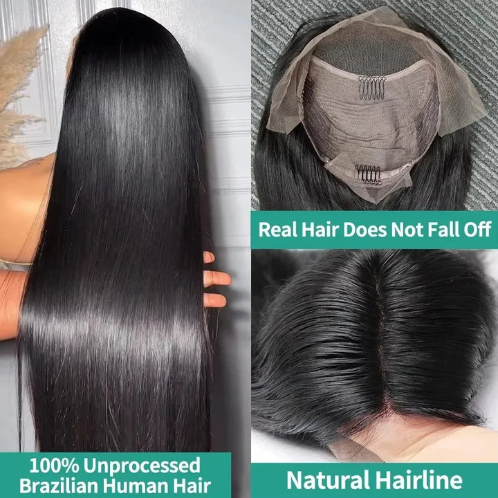 YKB 40 42 Inch Bone Straight 13x4 HD Lace Frontal Human Hair Wigs 200 Density 13x6 Lace Front Wig Brazilian PrePlucked For Women
