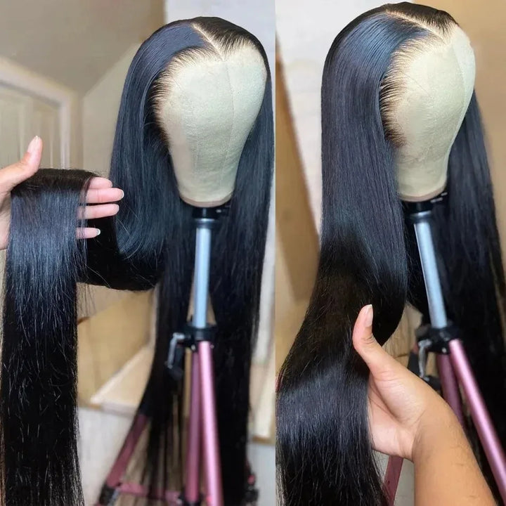 YKB 40 42 Inch Bone Straight 13x4 HD Lace Frontal Human Hair Wigs 200 Density 13x6 Lace Front Wig Brazilian PrePlucked For Women