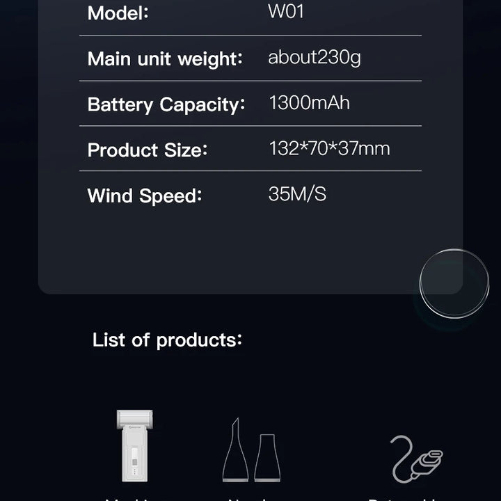 Booster JetFan W01 Power Air Blower Portable Cordless Computer Keyboard Cleaner 100000RPM Brushless Strong Turbo Fan Air Duster