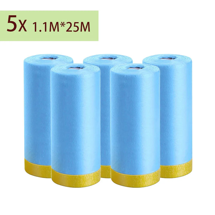 3/5/10 Rolls 82Ft Pre-Taped Masking Film Plastic Drop Cloth Sheeting No Residue Automotive Painters Tape for Painting