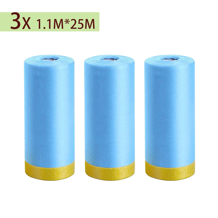 3/5/10 Rolls 82Ft Pre-Taped Masking Film Plastic Drop Cloth Sheeting No Residue Automotive Painters Tape for Painting