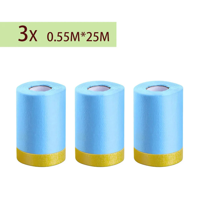 3/5/10 Rolls 82Ft Pre-Taped Masking Film Plastic Drop Cloth Sheeting No Residue Automotive Painters Tape for Painting