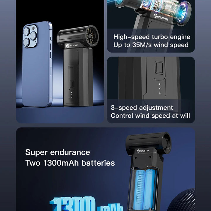 Booster JetFan W01 Power Air Blower Portable Cordless Computer Keyboard Cleaner 100000RPM Brushless Strong Turbo Fan Air Duster