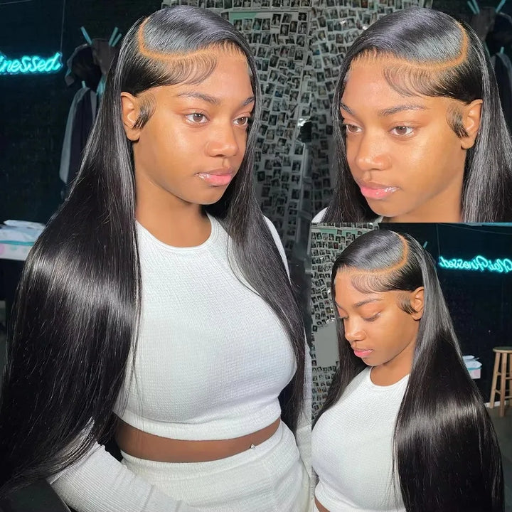 YKB 40 42 Inch Bone Straight 13x4 HD Lace Frontal Human Hair Wigs 200 Density 13x6 Lace Front Wig Brazilian PrePlucked For Women