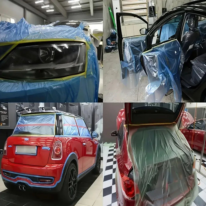 3/5/10 Rolls 82Ft Pre-Taped Masking Film Plastic Drop Cloth Sheeting No Residue Automotive Painters Tape for Painting