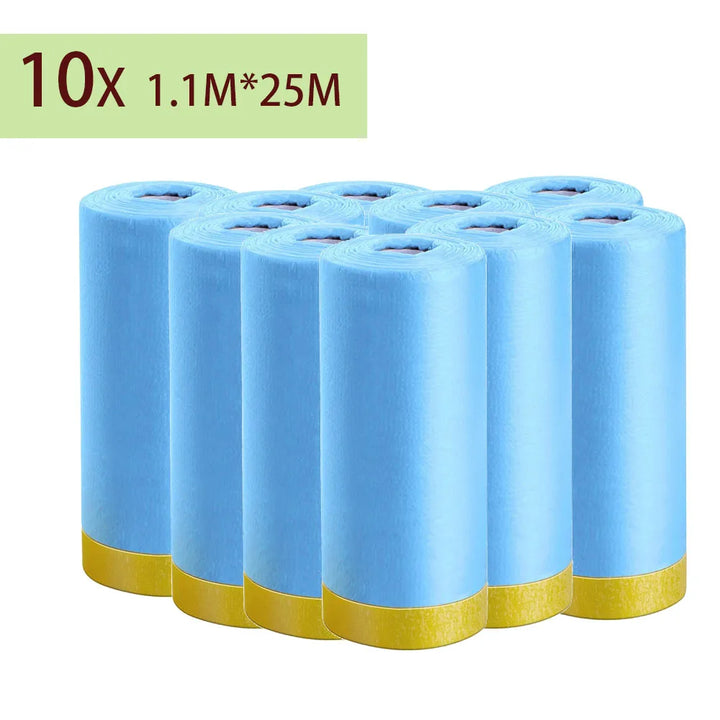 3/5/10 Rolls 82Ft Pre-Taped Masking Film Plastic Drop Cloth Sheeting No Residue Automotive Painters Tape for Painting
