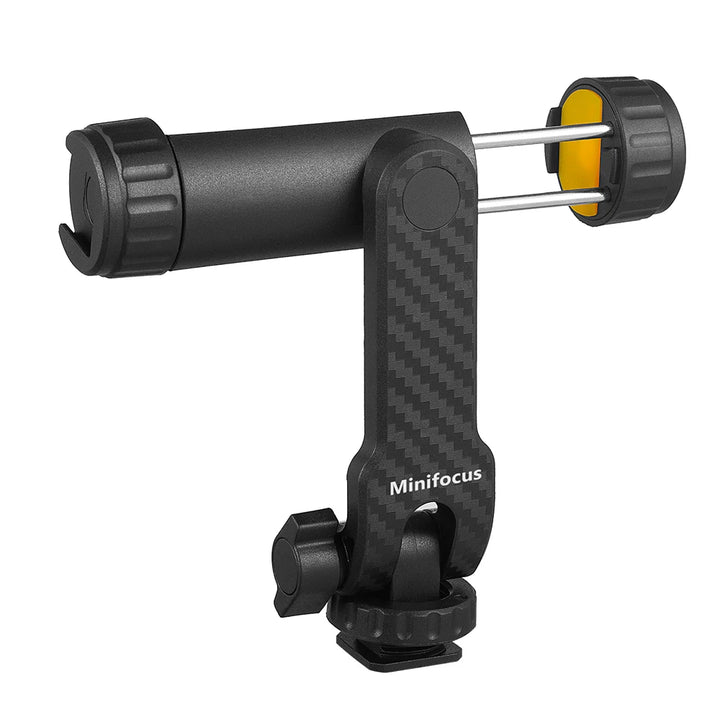 Camera Hot Shoe Phone Holder Mount Clamp Clip w 2 Cold Shoe 1/4'' Tripod Adapter Stand Mic Fill Light for Smartphone TikTok Vlog