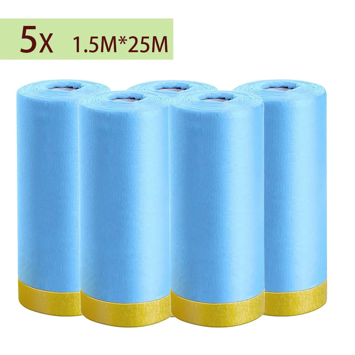 3/5/10 Rolls 82Ft Pre-Taped Masking Film Plastic Drop Cloth Sheeting No Residue Automotive Painters Tape for Painting