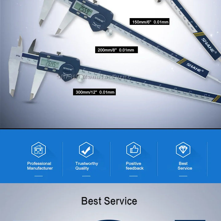 Digital Accurate Vernier Caliper Micrometer Paquimetro Digital Stainless Steel Vernier Caliper 200 mm Calliper Electronic Ruler