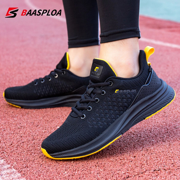 Baasploa New Men Knit Casual Walking Shoes Breathable Trendy Sneakers Original Lightweight Shock Absorption Male Tennis Shoes
