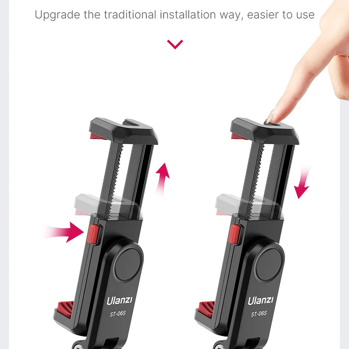 Ulanzi ST-06S Vertical Phone Mount Holder Tripod With Cold Shoe For Mic Light Phone Clip For iPhone 12 Vlog Holder Smartphone