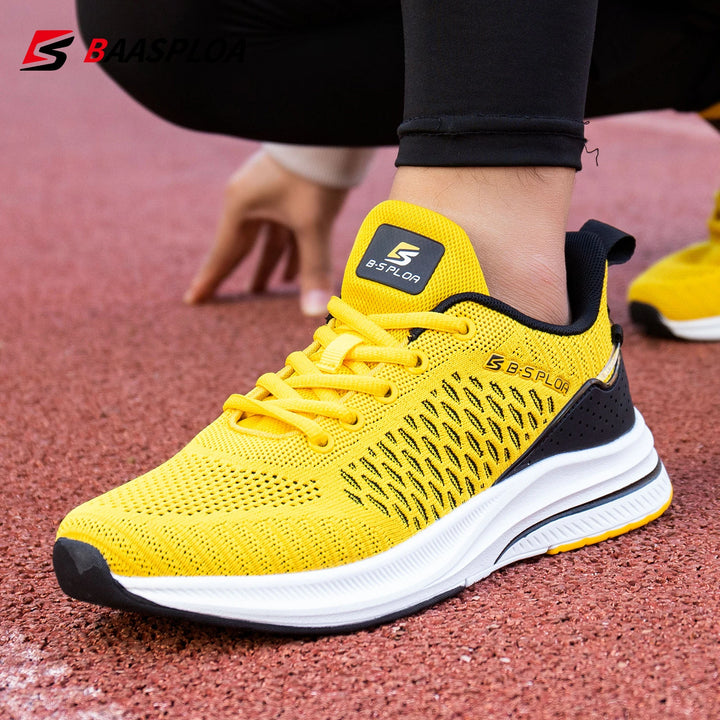 Baasploa New Men Knit Casual Walking Shoes Breathable Trendy Sneakers Original Lightweight Shock Absorption Male Tennis Shoes