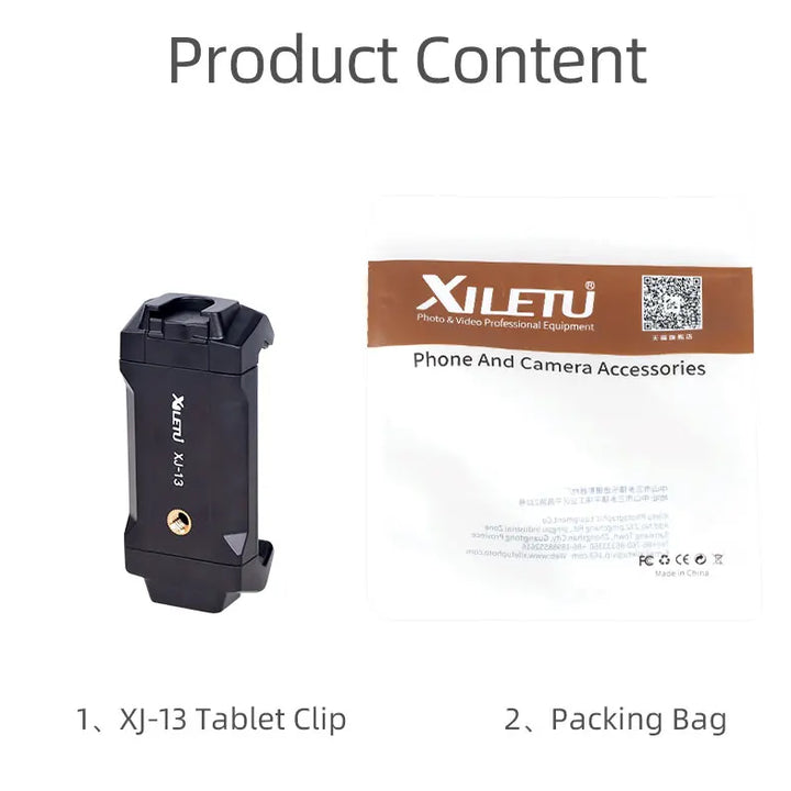 XILETU XJ13 Universal Tablet Clip Smartphone Holder Clip Stand w Mini Tripod Adjustable Bracket For Mobile Phones Ipro Tablets