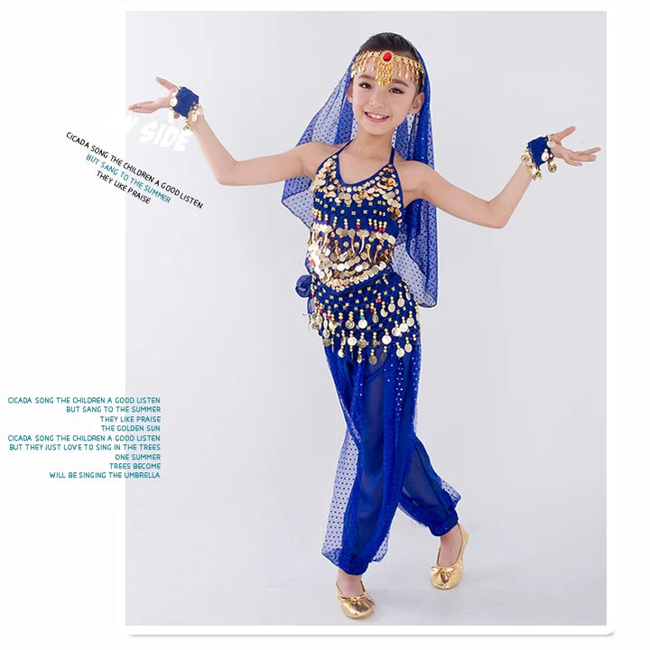 Kids Belly Dance Costumes Set Oriental Dance Girls Belly Dancing India Belly Dance Clothes Bellydance Child Kids Indian 6 Colors