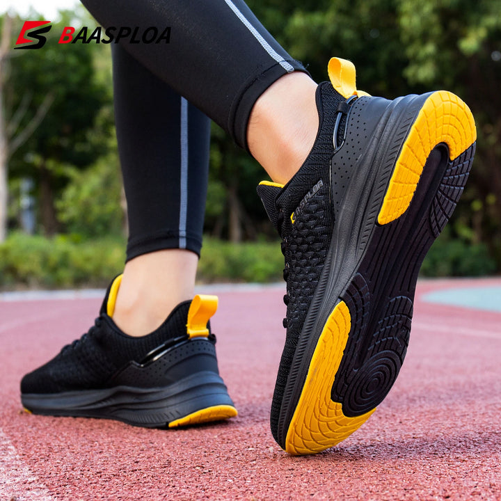 Baasploa New Men Knit Casual Walking Shoes Breathable Trendy Sneakers Original Lightweight Shock Absorption Male Tennis Shoes