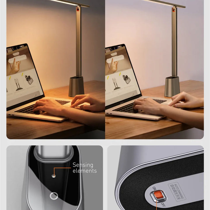 Baseus LED Desk Lamp Eye Protection Study Dimmable Office Light Foldable Table Lamp Smart Adaptive Brightness Bedside Read Lamp